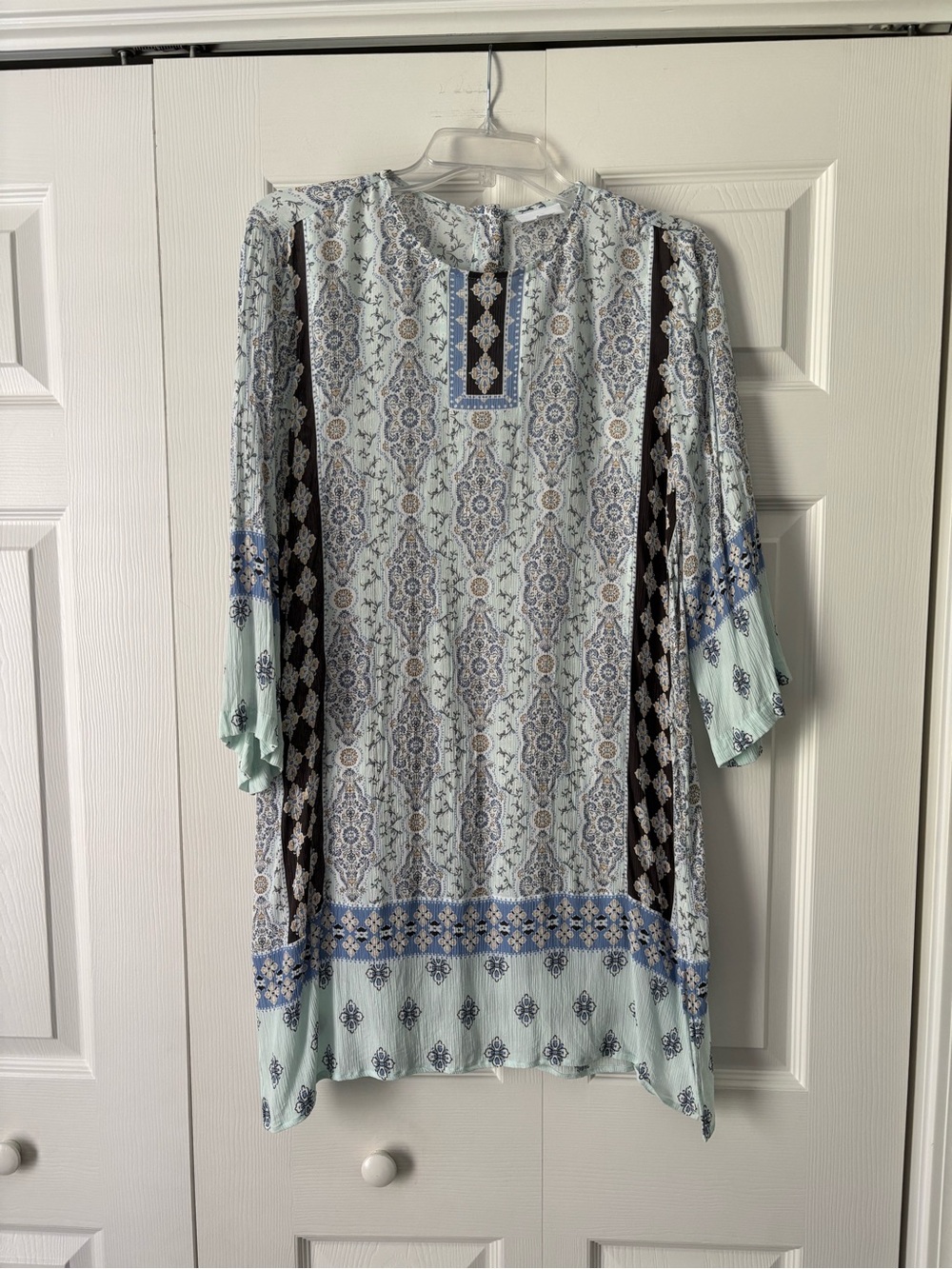 J. Jill Mint Blue and Brown Printed Tunic